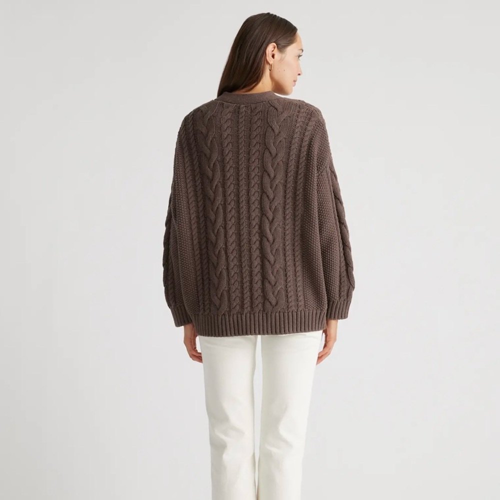 Quince 100% Organic Cotton Oversized Cable Cardigan - Picture 2 of 5